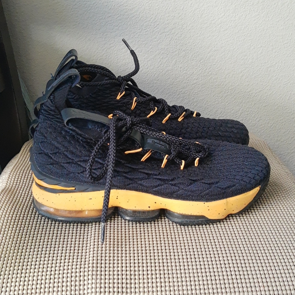 Nike Lebron XV Navy And Yellow Sneakers